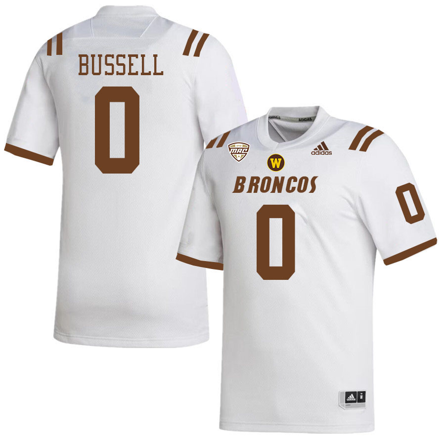 #0 DaShon Bussell Western Michigan Broncos College Football Jerseys Stitched-White